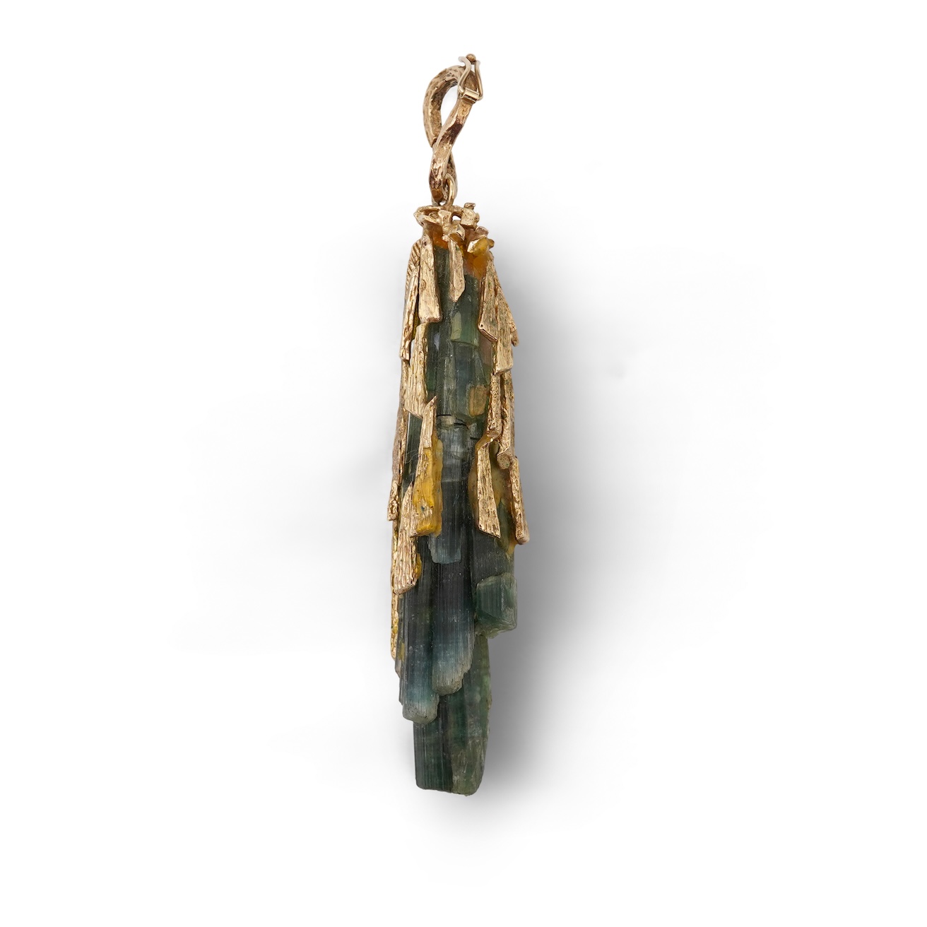 A gold and tourmaline crystal pendant, 1970s